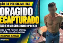 Foragido é recapturado pela PM em Machadinho D’Oeste e afirma ter cometido cinco homicídios pm-recaptura-foragido-machadinho-doeste